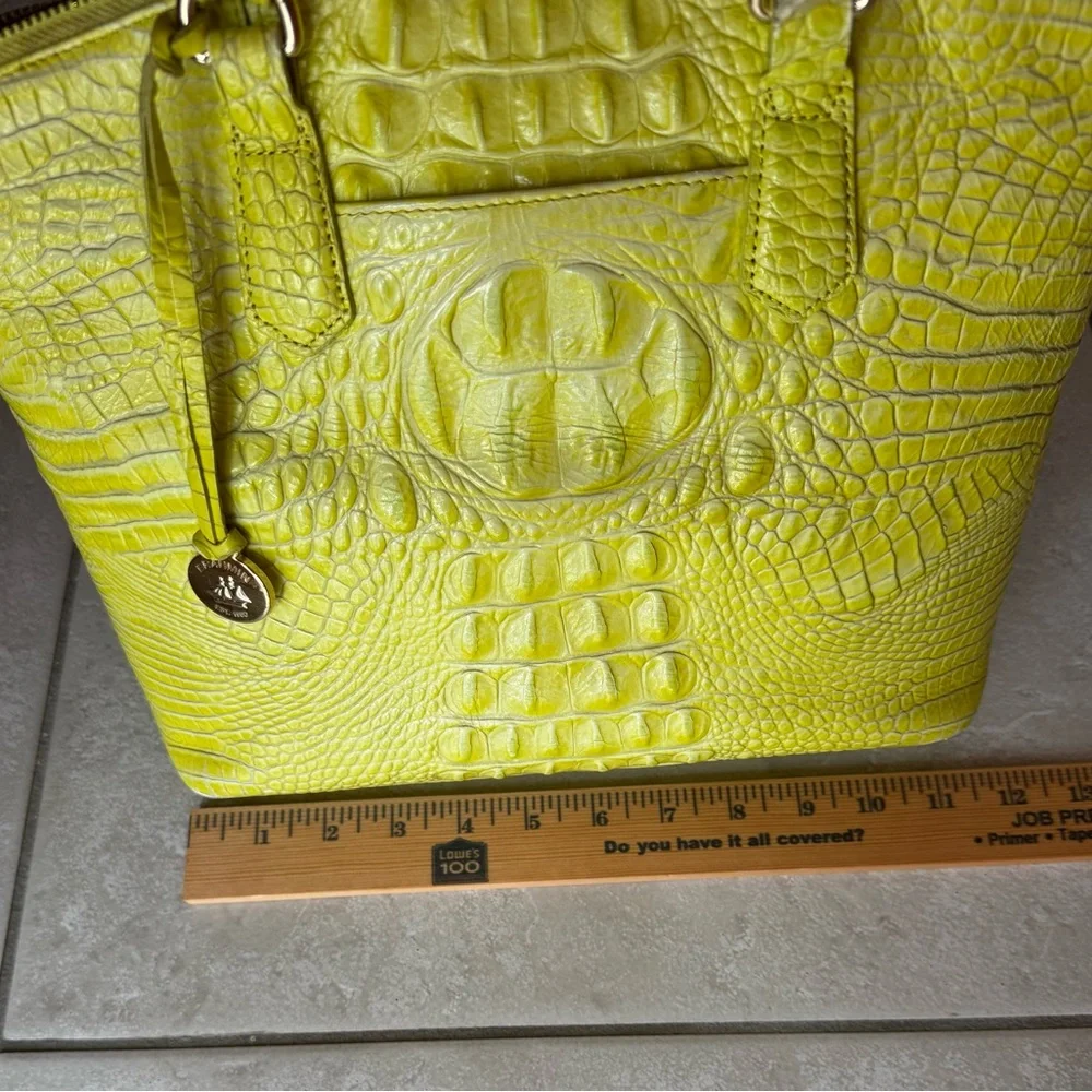 🍋‍🟩🐊Brahmin Lime Crocodile Lemongrass Embossed Satchel (Rare) EUC🐊